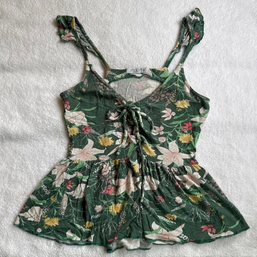 y2k fairy european green floral babydoll top